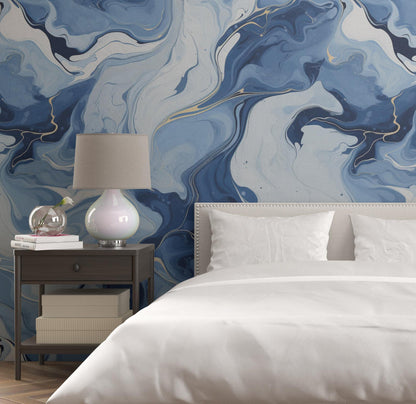 Blue Marble Removable Wallpaper,- Peel & Stick, Reusable, Self Adhesive, 26 Inch Fixed Panels, Easy Install, Seamless