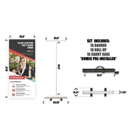 Retractable Banner Stand - P.O.P. Roll Up Banner Display - 81.5" X 33.5" - Banner Sign - Send Message For Custom Order