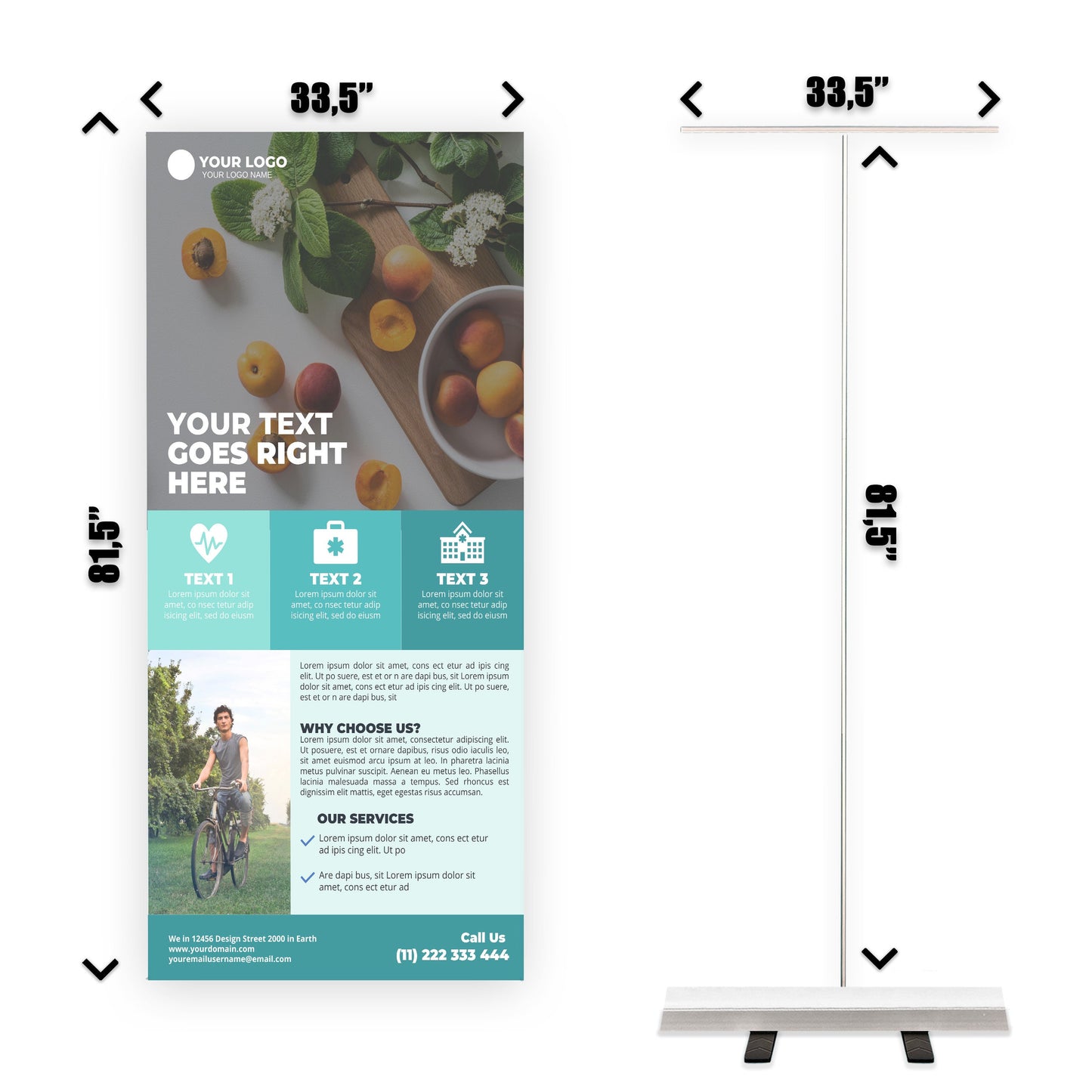 Retractable Banner Stand - P.O.P. Roll Up Banner Display - 81.5" X 33.5" - Banner Sign - Send Message For Custom Order