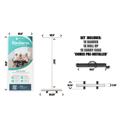 Retractable Banner Stand - P.O.P. Roll Up Banner Display - 81.5" X 33.5" - Banner Sign - Send Message For Custom Order