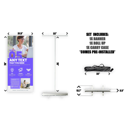 Retractable Banner Stand - P.O.P. Roll Up Banner Display - 78" X 31.5" - Banner Sign - Send Message To Customize