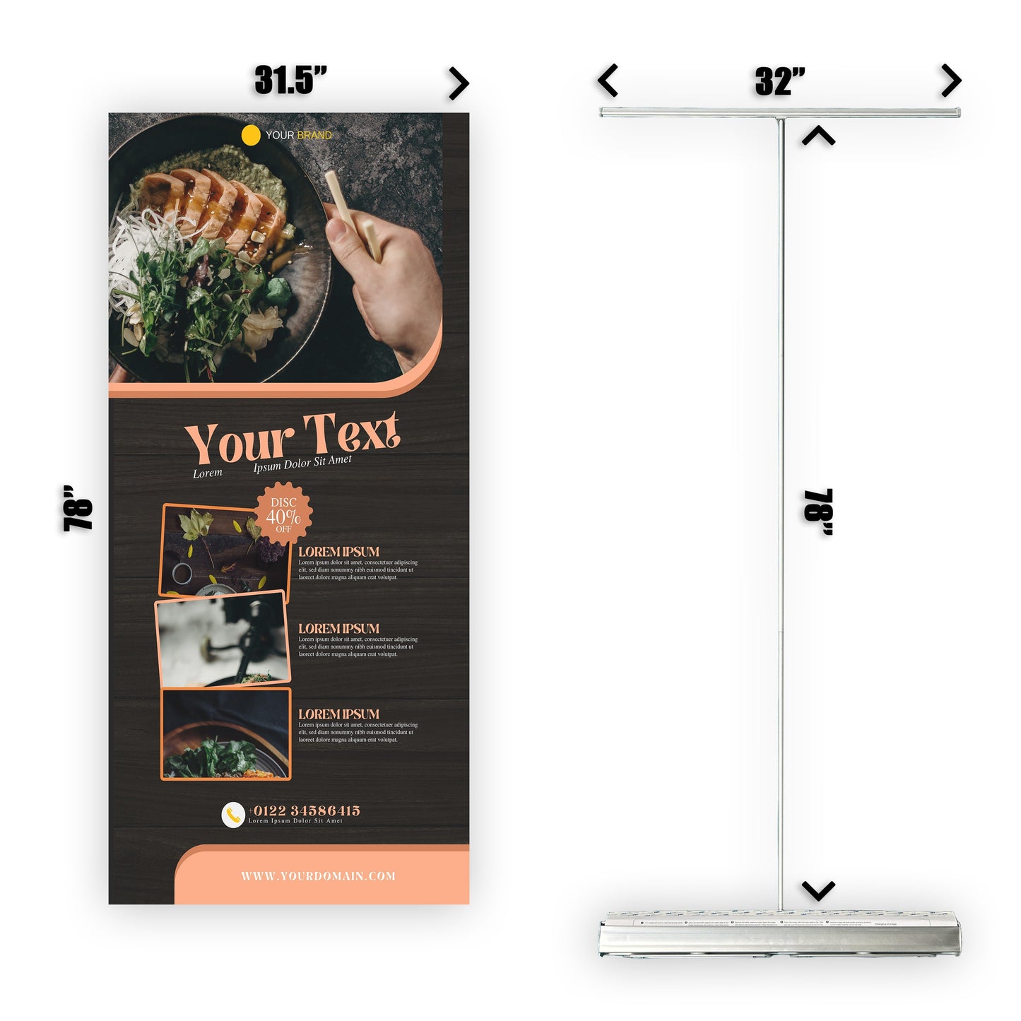 Retractable Banner Stand - P.O.P. Roll Up Banner Display - 78" X 31.5" - Banner Sign - Send Message To Customize