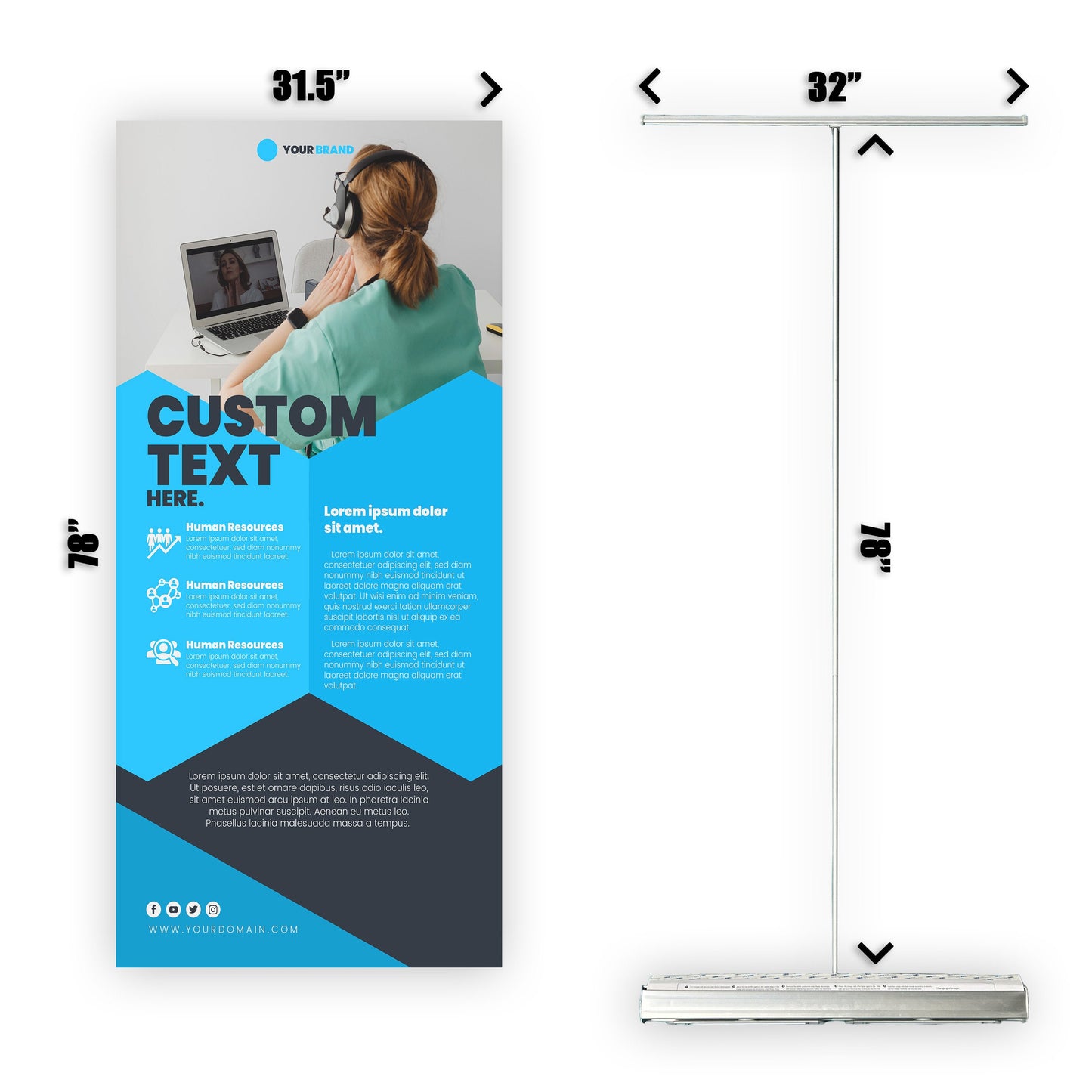 Retractable Banner Stand - P.O.P. Roll Up Banner Display - 78" X 31.5" - Banner Sign - Send Message To Customize