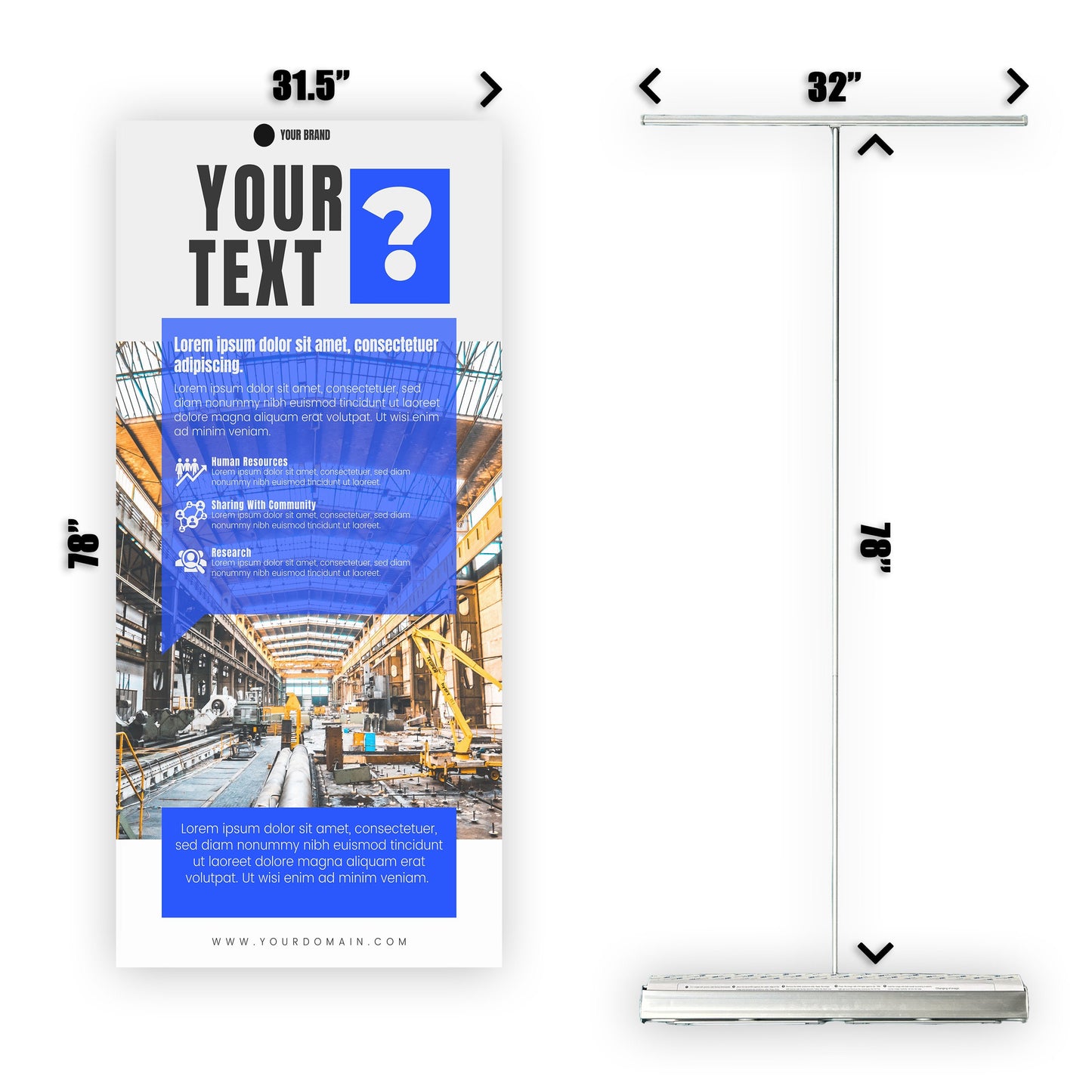 Retractable Banner Stand - P.O.P. Roll Up Banner Display - 78" X 31.5" - Banner Sign - Send Message To Customize