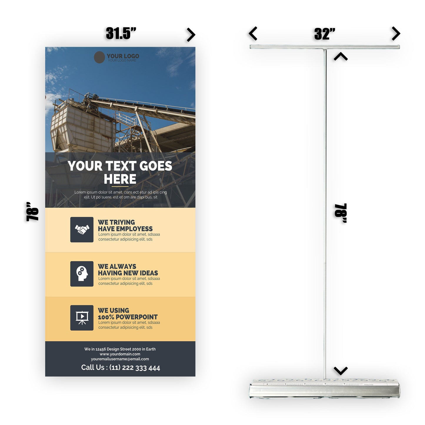 Retractable Banner Stand - P.O.P. Roll Up Banner Display - 78" X 31.5" - Banner Sign - Send Message To Customize