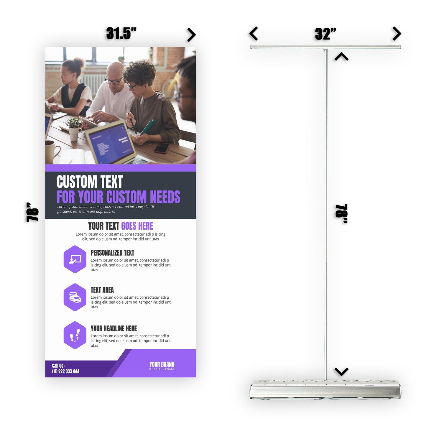 Retractable Banner Stand - P.O.P. Roll Up Banner Display - 78" X 31.5" - Banner Sign - Send Message To Customize