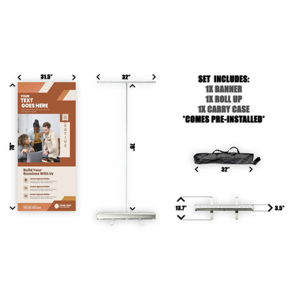 Retractable Banner Stand - P.O.P. Roll Up Banner Display - 78" X 31.5" - Banner Sign - Send Message To Customize