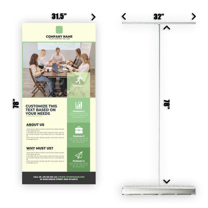 Retractable Banner Stand - P.O.P. Roll Up Banner Display - 78" X 31.5" - Banner Sign - Send Message To Customize