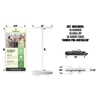 Retractable Banner Stand - P.O.P. Roll Up Banner Display - 78" X 31.5" - Banner Sign - Send Message To Customize