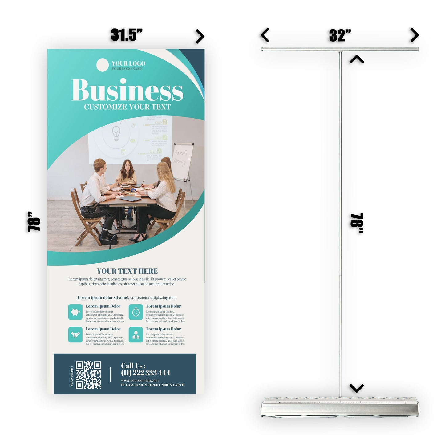 Retractable Banner Stand - P.O.P. Roll Up Banner Display - 78" X 31.5" - Banner Sign - Send Message To Customize