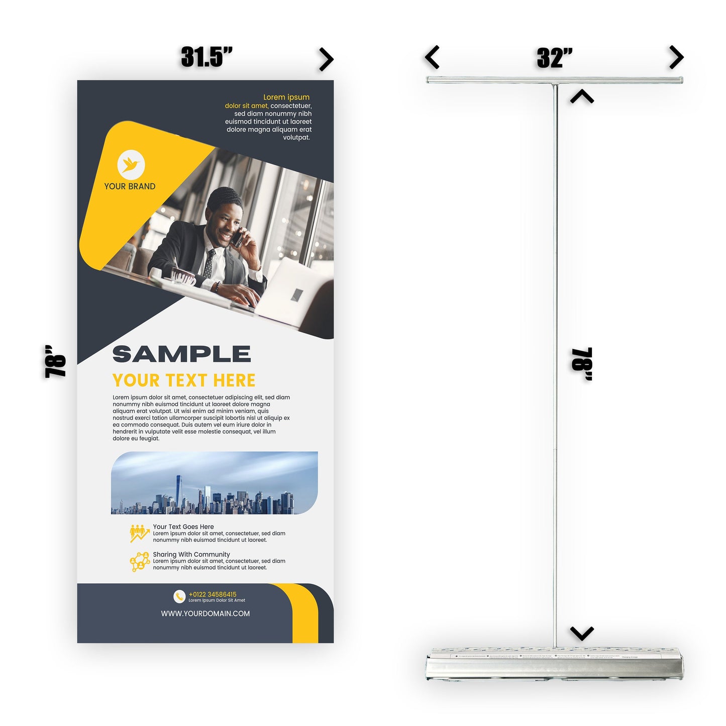 Retractable Banner Stand - P.O.P. Roll Up Banner Display - 78" X 31.5" - Banner Sign - Send Message To Customize