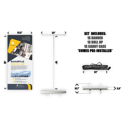 Retractable Banner Stand - P.O.P. Roll Up Banner Display - 78" X 31.5" - Banner Sign - Send Message To Customize