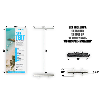 Retractable Banner Stand - P.O.P. Roll Up Banner Display - 78" X 31.5" - Banner Sign - Send Message To Customize