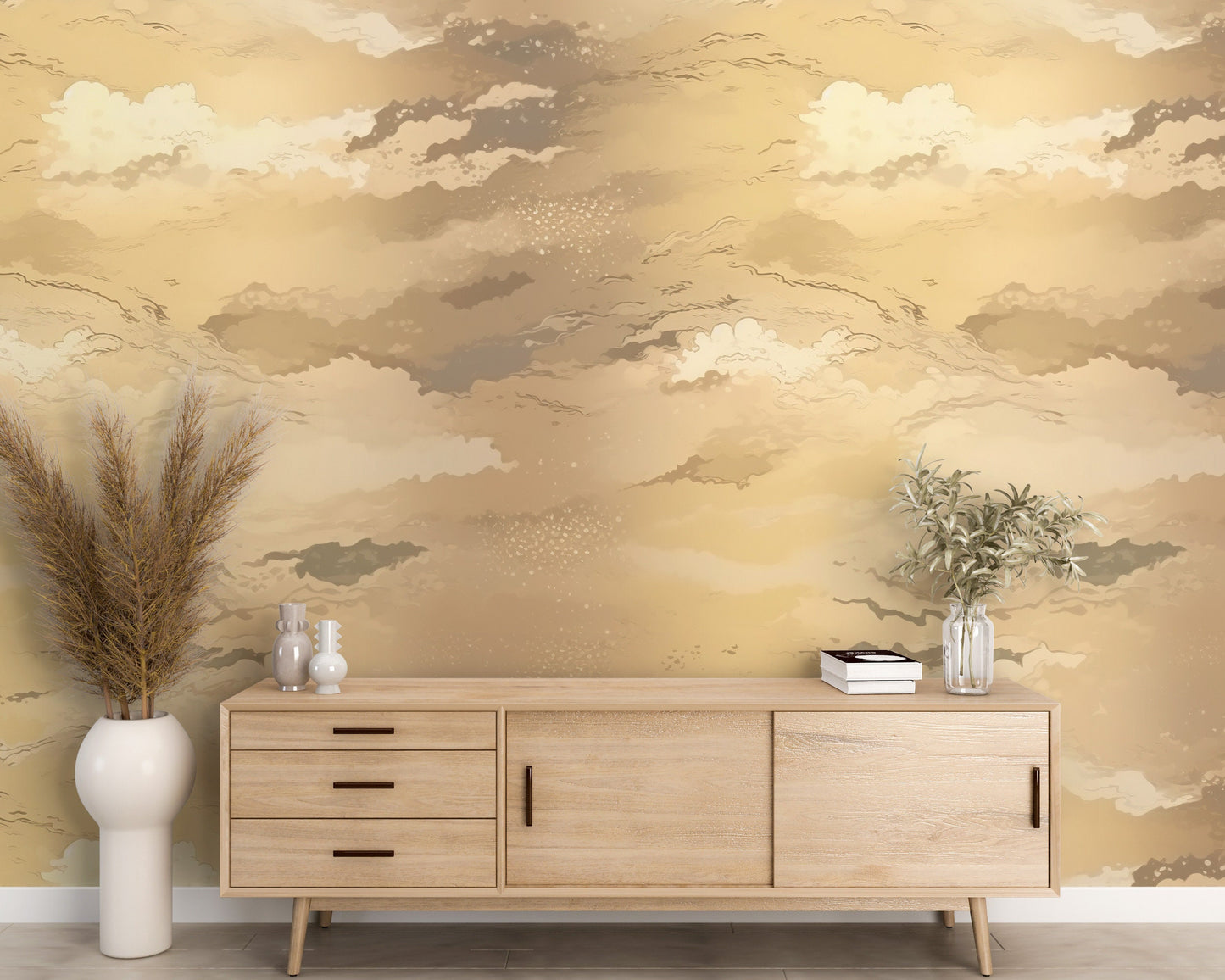 Removable Wallpaper, Minimalist Gold Background - Peel & Stick, Reusable, Self Adhesive, 26" Panels, Easy Install, Seamless