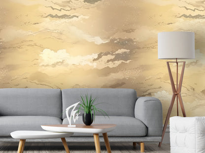 Removable Wallpaper, Minimalist Gold Background - Peel & Stick, Reusable, Self Adhesive, 26" Panels, Easy Install, Seamless