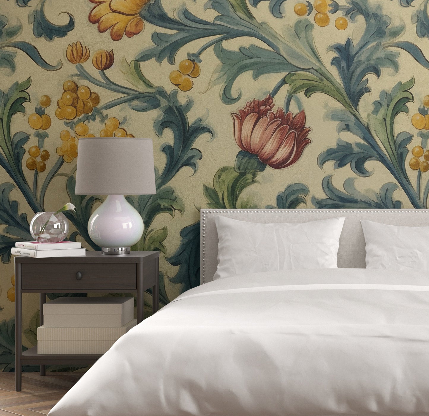 Removable Wallpaper, Beautiful Colorful Floral - Peel & Stick, Reusable, Self Adhesive, 26" Panels, Easy Install, Seamless