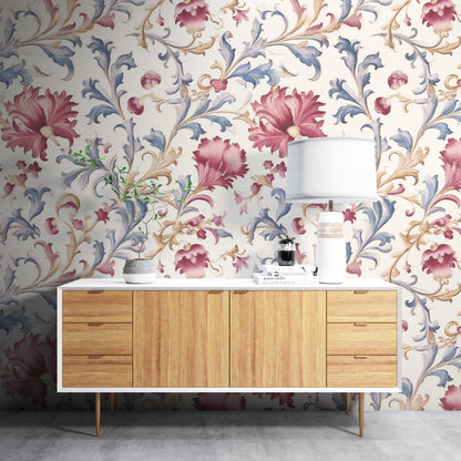 Removable Wallpaper, Cute Floral Colorful - Peel & Stick, Reusable, Self Adhesive, 26" Panels, Easy Install, Seamless