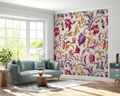 Removable Wallpaper, Colorful Beautiful Floral - Peel & Stick, Reusable, Self Adhesive, 26" Panels, Easy Install, Seamless