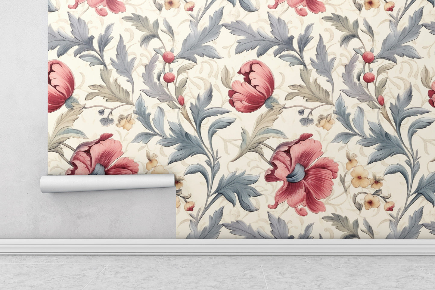 Removable Wallpaper, Beautiful Floral Colorful - Peel & Stick, Reusable, Self Adhesive, 26" Panels, Easy Install, Seamless