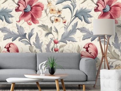 Removable Wallpaper, Beautiful Floral Colorful - Peel & Stick, Reusable, Self Adhesive, 26" Panels, Easy Install, Seamless