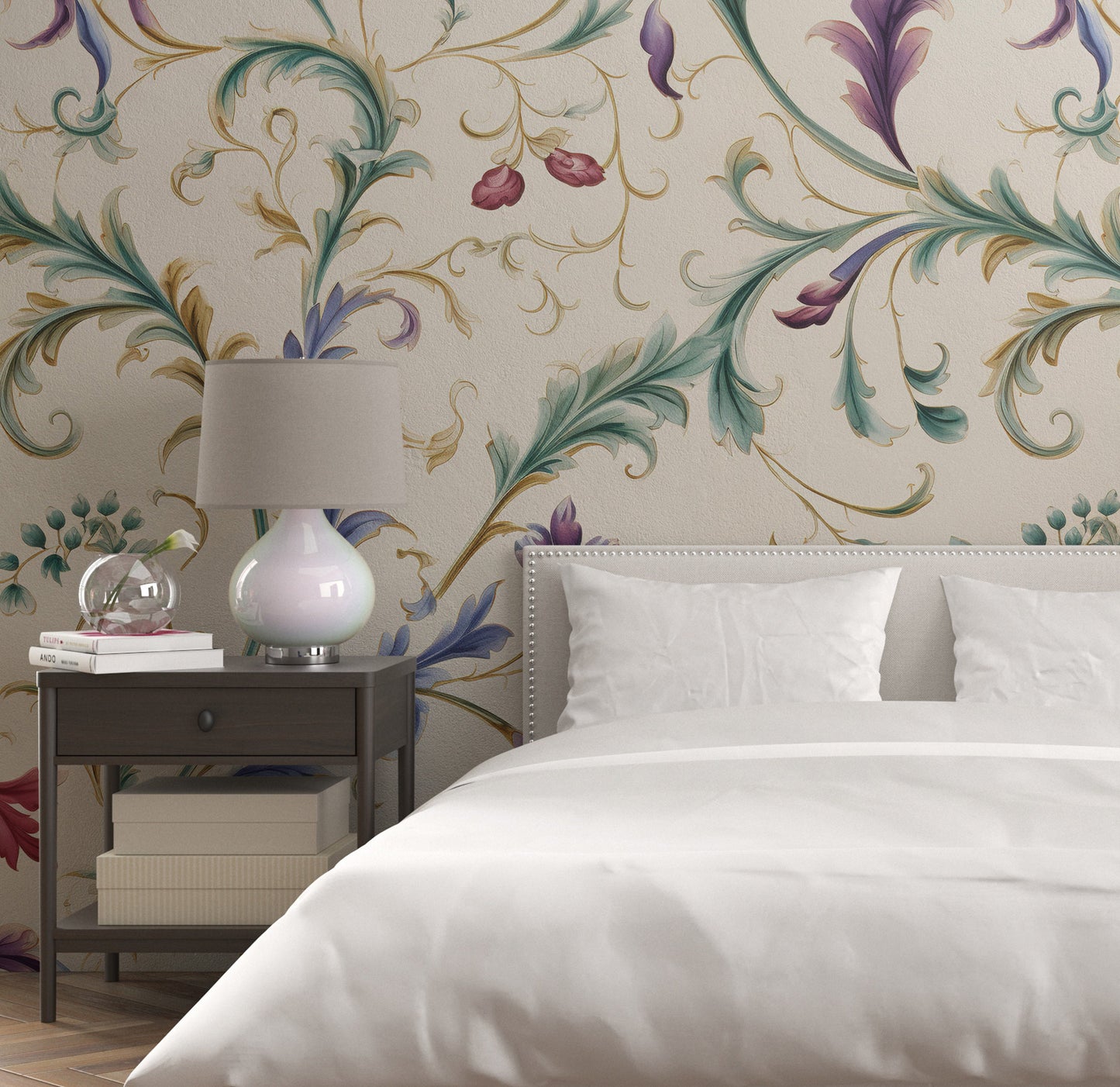 Removable Wallpaper, Floral Beautiful Colorful - Peel & Stick, Reusable, Self Adhesive, 26" Panels, Easy Install, Seamless