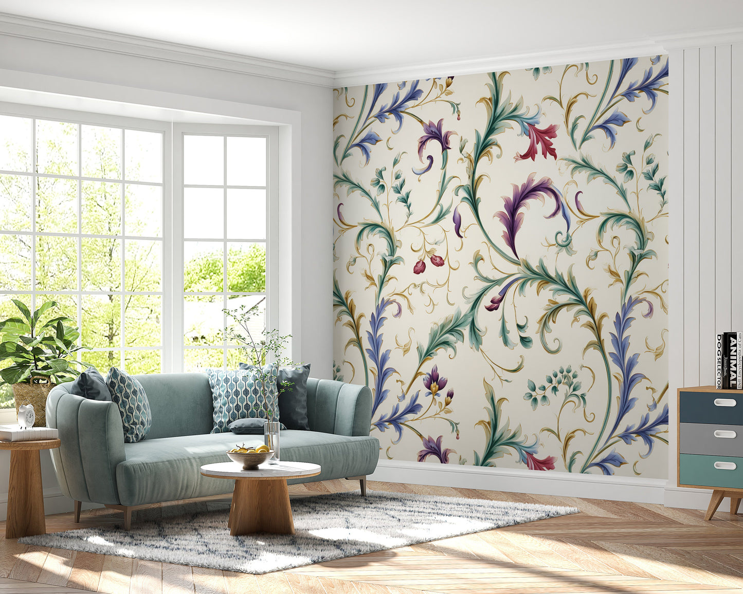 Removable Wallpaper, Floral Beautiful Colorful - Peel & Stick, Reusable, Self Adhesive, 26" Panels, Easy Install, Seamless