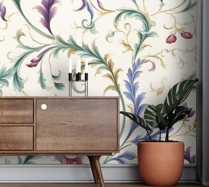 Removable Wallpaper, Floral Beautiful Colorful - Peel & Stick, Reusable, Self Adhesive, 26" Panels, Easy Install, Seamless