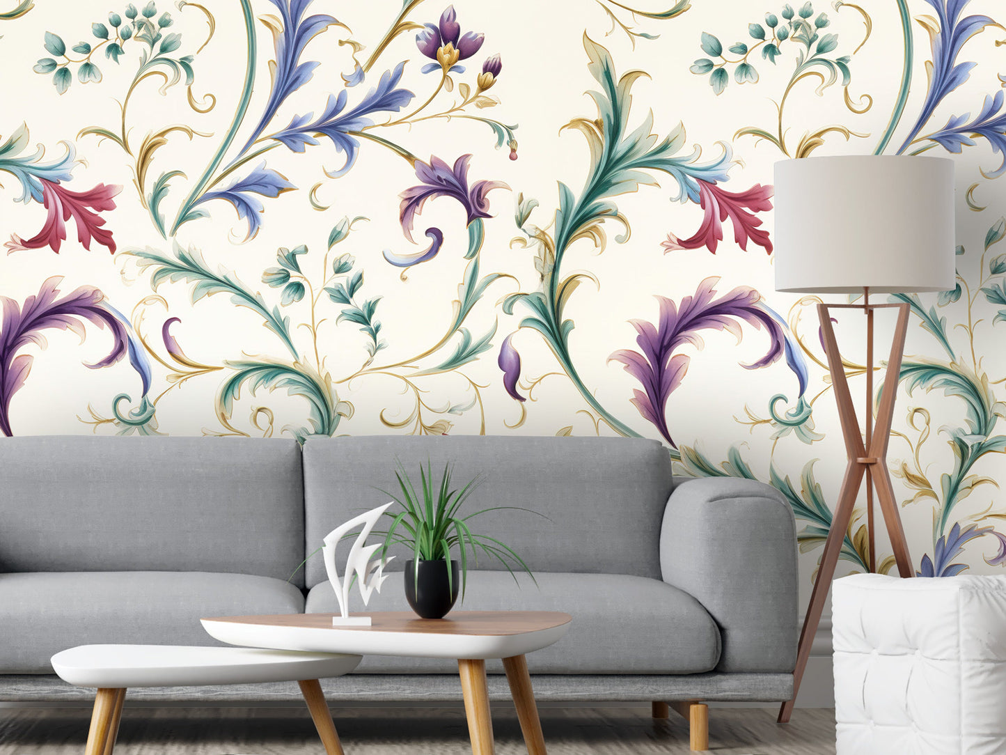 Removable Wallpaper, Floral Beautiful Colorful - Peel & Stick, Reusable, Self Adhesive, 26" Panels, Easy Install, Seamless