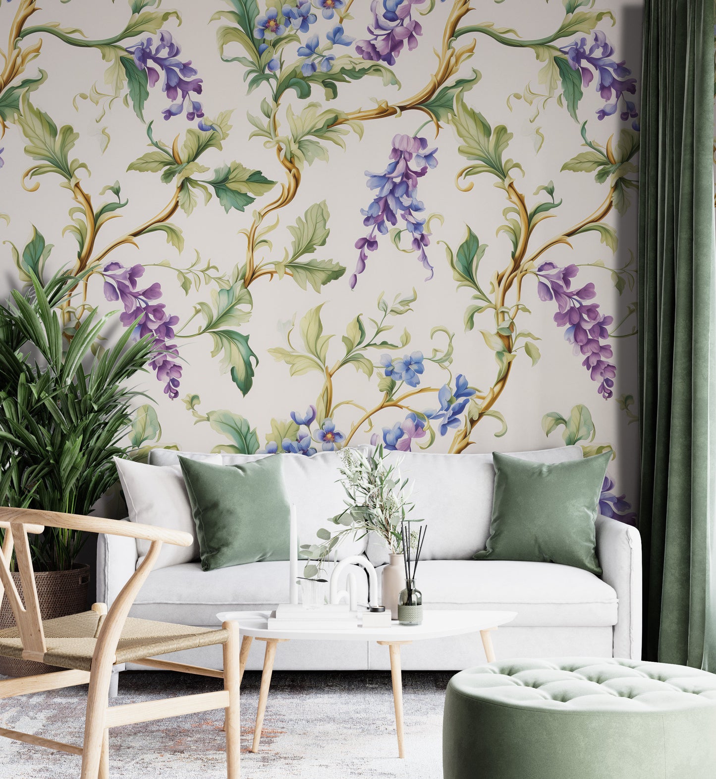 Removable Wallpaper, Colorful Floral - Peel & Stick, Reusable, Self Adhesive, 26" Panels, Easy Install, Seamless