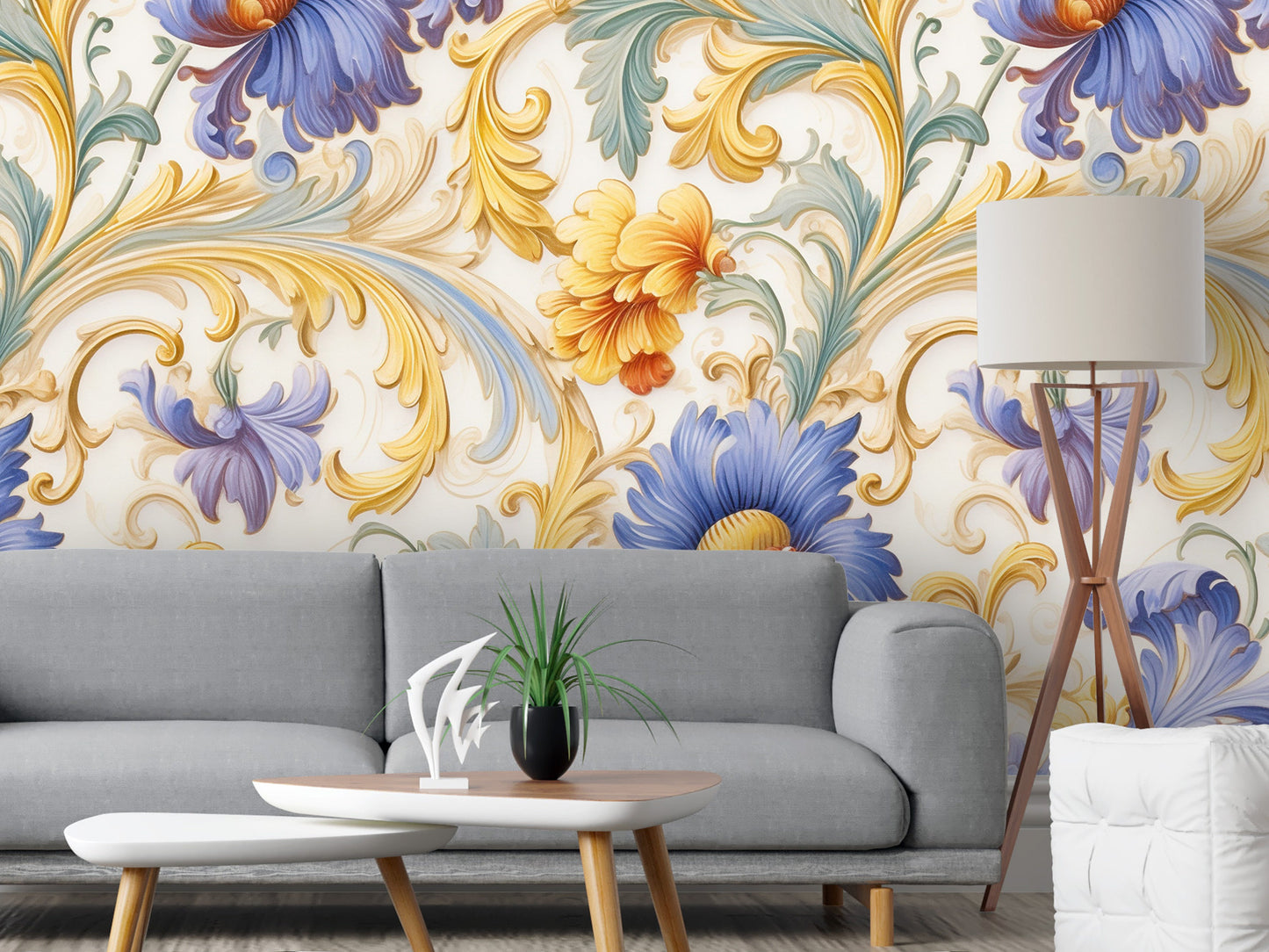 Removable Wallpaper, Floral Design Colorful - Peel & Stick, Reusable, Self Adhesive, 26" Panels, Easy Install, Seamless