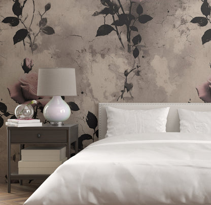 Removable Wallpaper, Pink Floral Flower - Peel & Stick, Reusable, Self Adhesive, 26" Panels, Easy Install, Seamless