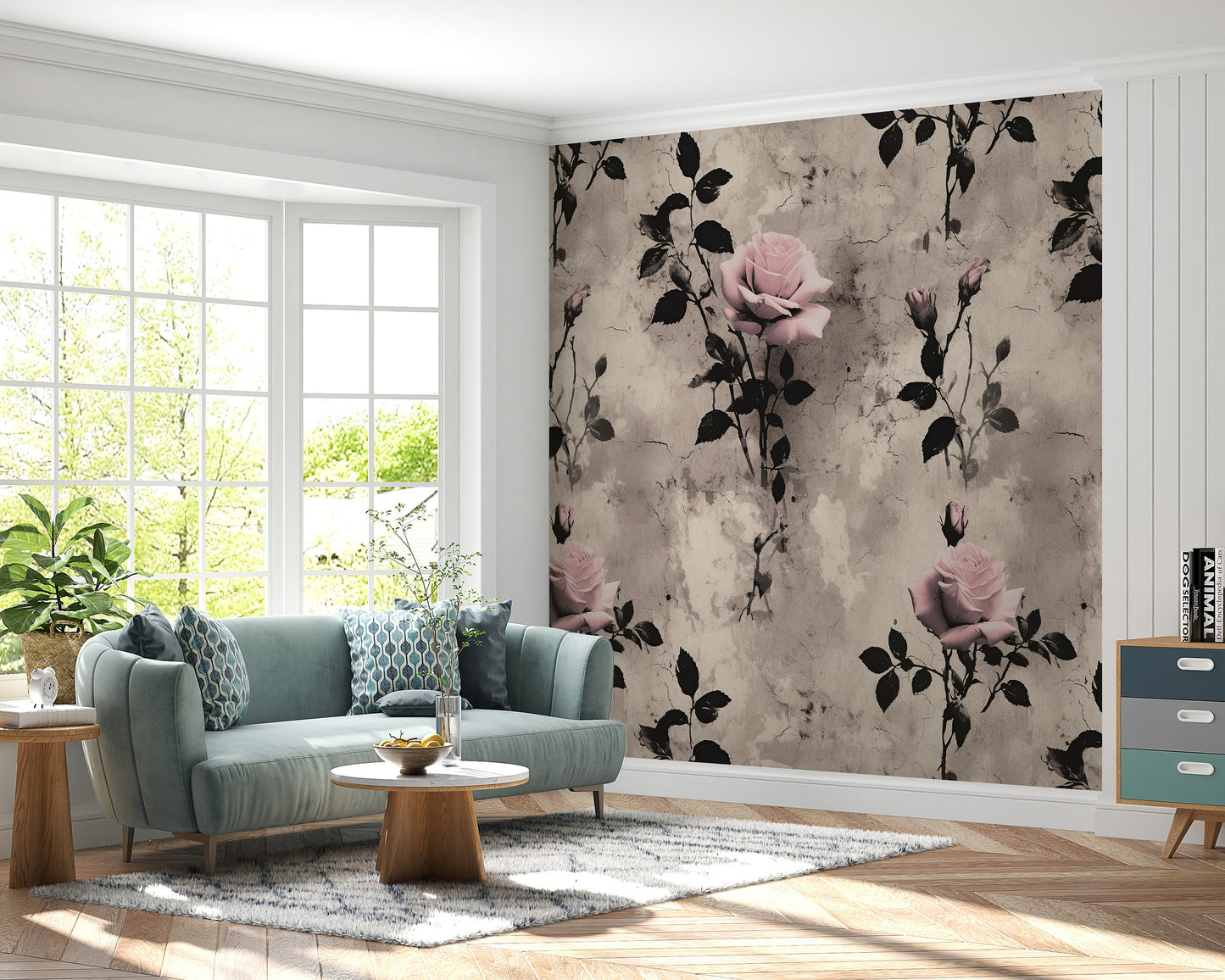 Removable Wallpaper, Pink Floral Flower - Peel & Stick, Reusable, Self Adhesive, 26" Panels, Easy Install, Seamless