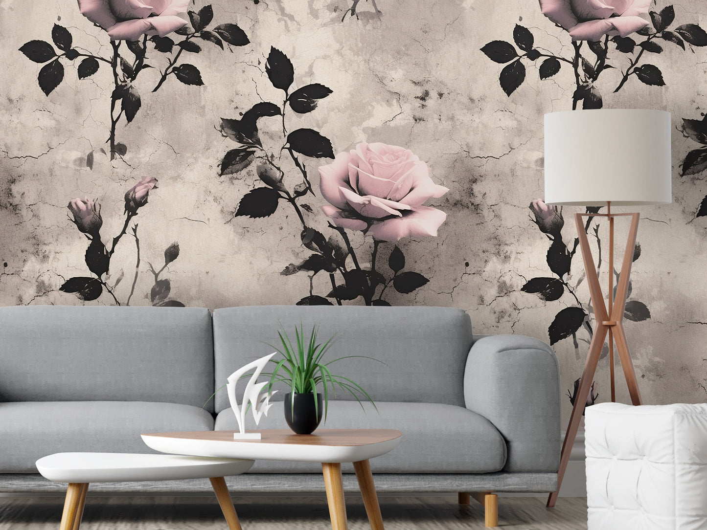 Removable Wallpaper, Pink Floral Flower - Peel & Stick, Reusable, Self Adhesive, 26" Panels, Easy Install, Seamless