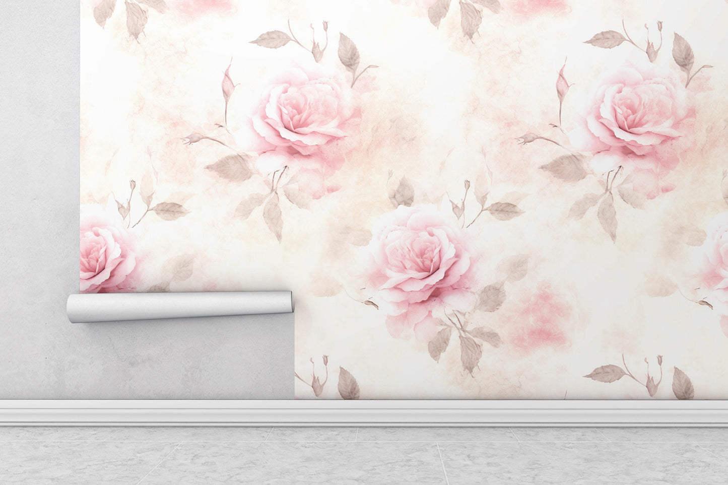 Removable Wallpaper, Cute Pink Floral Flower - Peel & Stick, Reusable, Self Adhesive, 26" Panels, Easy Install, Seamless