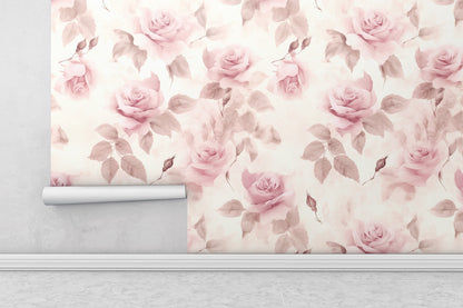 Removable Wallpaper, Beautiful Pink Floral Flower - Peel & Stick, Reusable, Self Adhesive, 26" Panels, Easy Install, Seamless