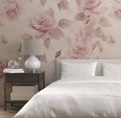 Removable Wallpaper, Beautiful Pink Floral Flower - Peel & Stick, Reusable, Self Adhesive, 26" Panels, Easy Install, Seamless