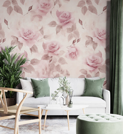 Removable Wallpaper, Beautiful Pink Floral Flower - Peel & Stick, Reusable, Self Adhesive, 26" Panels, Easy Install, Seamless