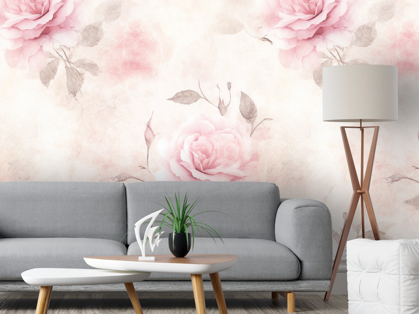 Removable Wallpaper, Cute Pink Floral Flower - Peel & Stick, Reusable, Self Adhesive, 26" Panels, Easy Install, Seamless