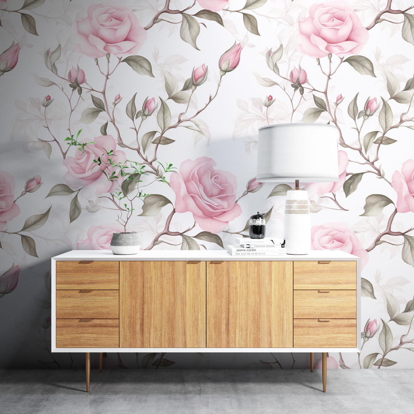 Removable Wallpaper, Pink Floral Cute Flower Design - Peel & Stick, Reusable, Self Adhesive, 26" Panels, Easy Install, Seamless