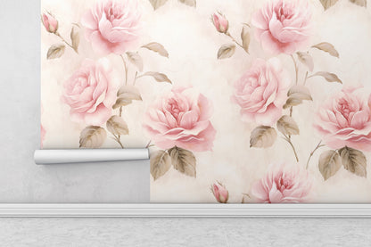 Removable Wallpaper, Pink Floral Beautiful Flower Design - Peel & Stick, Reusable, Self Adhesive, 26" Panels, Easy Install, Seamless