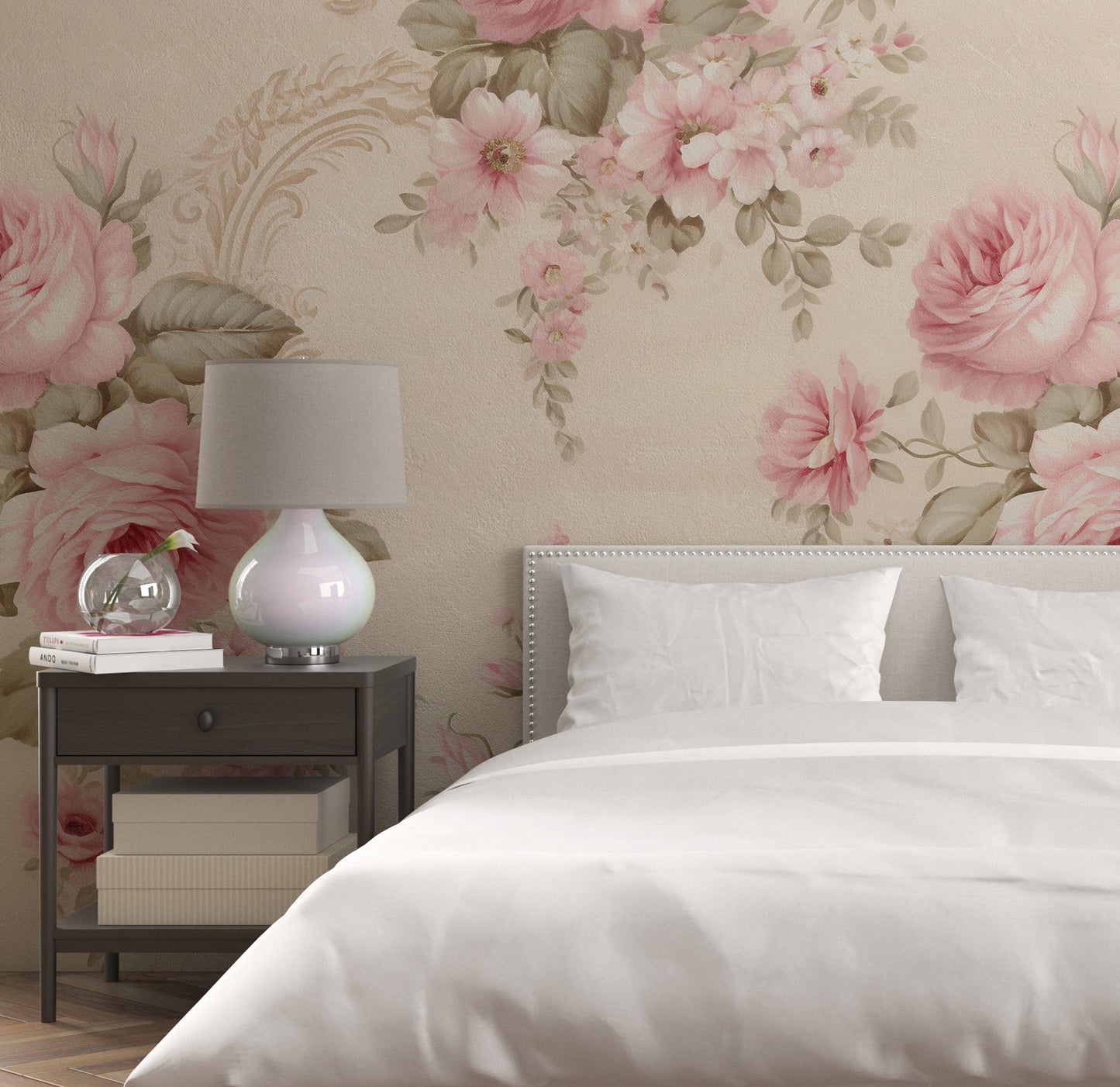 Removable Wallpaper, Pink Floral Beautiful Flower - Peel & Stick, Reusable, Self Adhesive, 26" Panels, Easy Install, Seamless