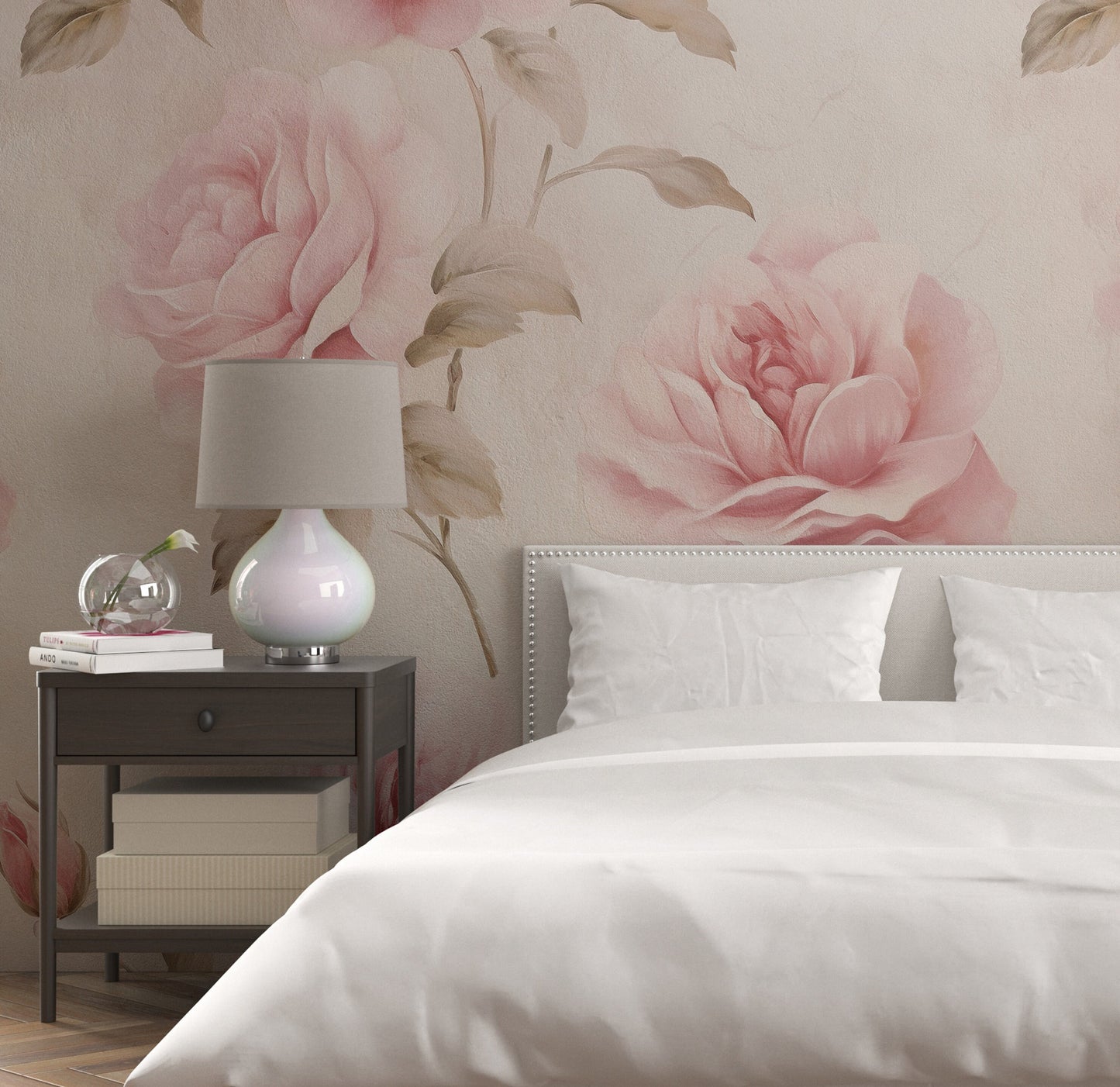 Removable Wallpaper, Pink Floral Beautiful Flower Design - Peel & Stick, Reusable, Self Adhesive, 26" Panels, Easy Install, Seamless