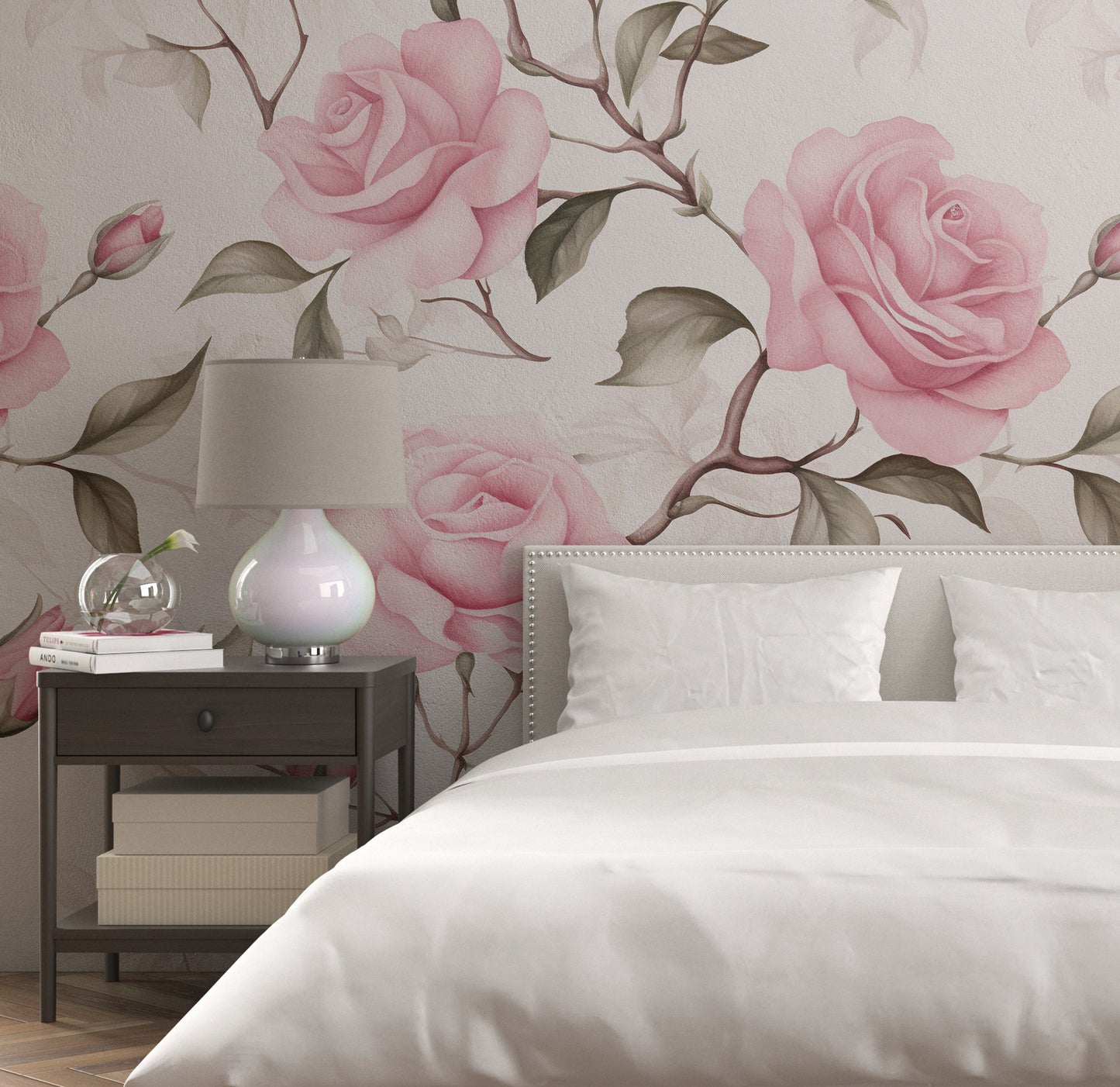 Removable Wallpaper, Pink Floral Cute Flower Design - Peel & Stick, Reusable, Self Adhesive, 26" Panels, Easy Install, Seamless