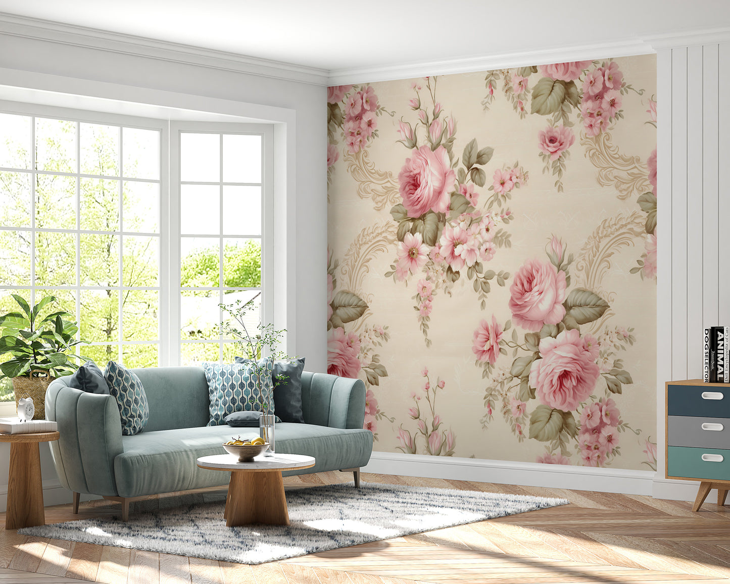 Removable Wallpaper, Pink Floral Beautiful Flower - Peel & Stick, Reusable, Self Adhesive, 26" Panels, Easy Install, Seamless