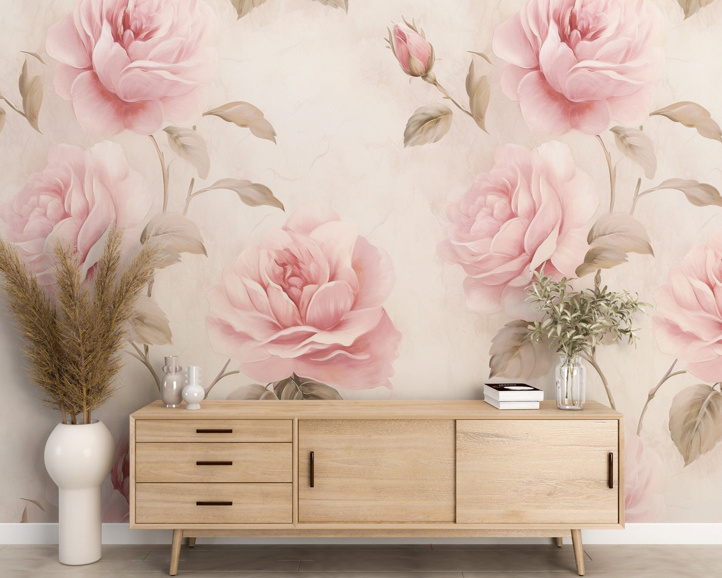 Removable Wallpaper, Pink Floral Beautiful Flower Design - Peel & Stick, Reusable, Self Adhesive, 26" Panels, Easy Install, Seamless