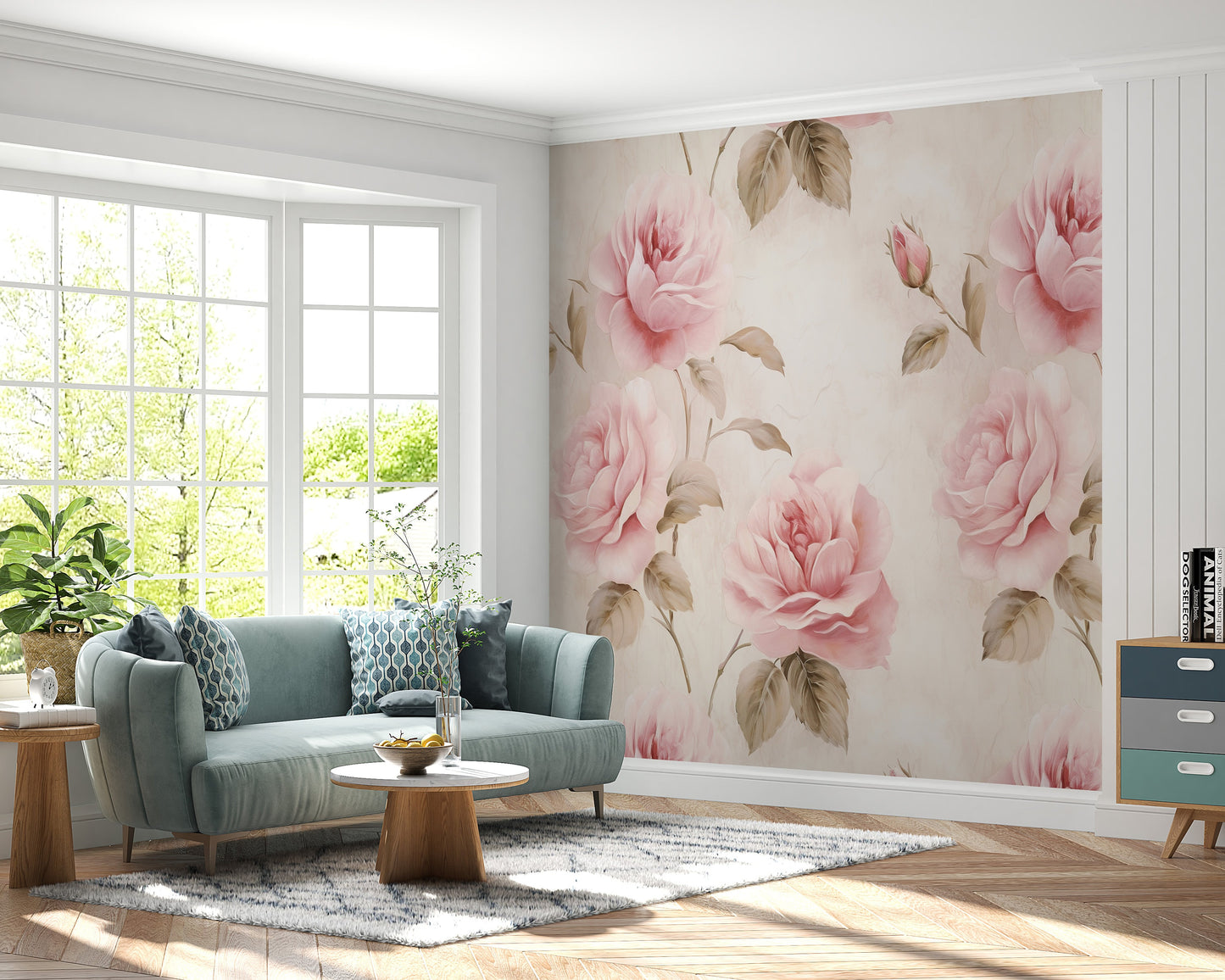 Removable Wallpaper, Pink Floral Beautiful Flower Design - Peel & Stick, Reusable, Self Adhesive, 26" Panels, Easy Install, Seamless