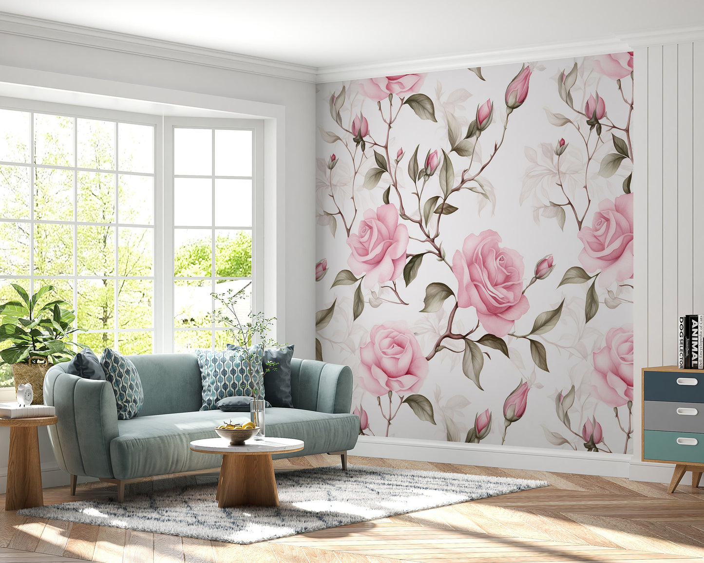 Removable Wallpaper, Pink Floral Cute Flower Design - Peel & Stick, Reusable, Self Adhesive, 26" Panels, Easy Install, Seamless