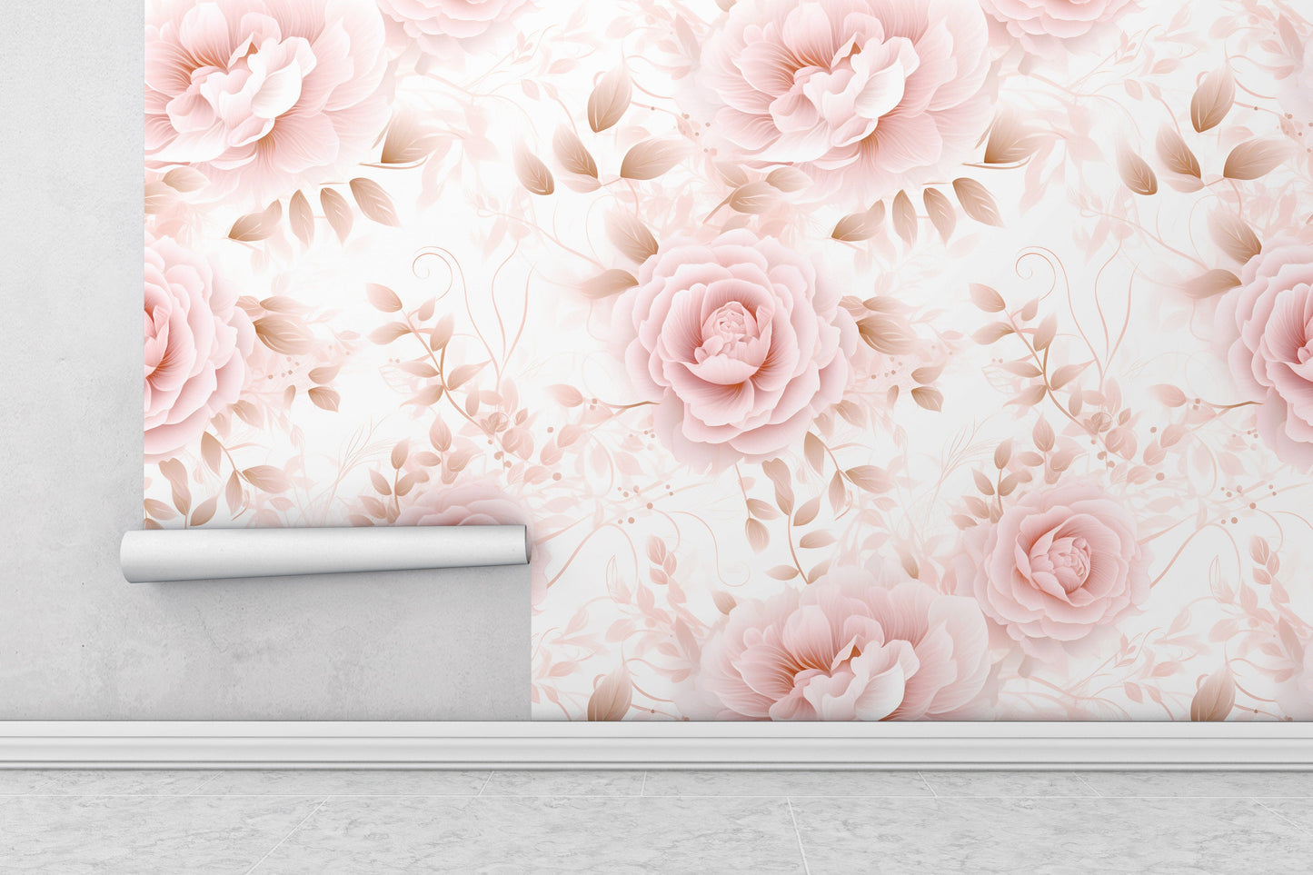 Removable Wallpaper, Flower Design Pink Floral - Peel & Stick, Reusable, Self Adhesive, 26" Panels, Easy Install, Seamless