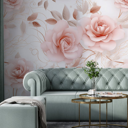 Removable Wallpaper, Flower Design Floral Pink - Peel & Stick, Reusable, Self Adhesive, 26" Panels, Easy Install, Seamless