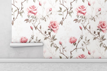 Removable Wallpaper, Cute Flower Design Pink Floral - Peel & Stick, Reusable, Self Adhesive, 26" Panels, Easy Install, Seamless